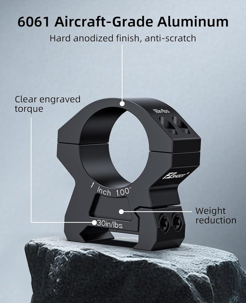EZshoot 1 Inch Scope Rings Mount - Compatible with Picatinny Rails and More - 2 Pieces - Image 3